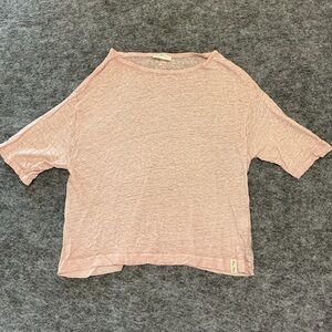 Henry Christ 100% Linen Designer Quiet Luxury Casual Pink Women's Top Size XL
